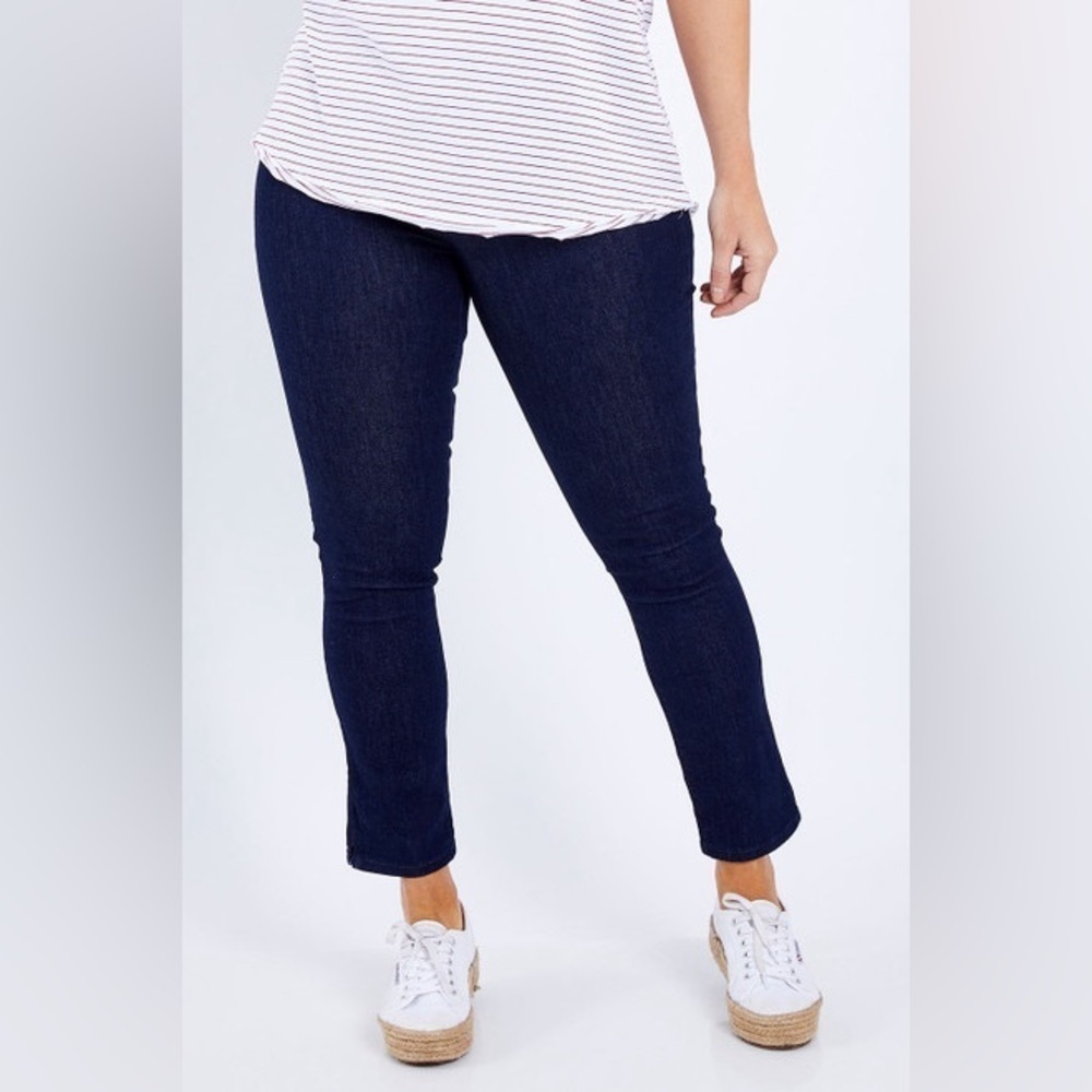 NYDJ Alina Pull On Ankle Pants Womens Plus Size 24W Navy Pull On Jeans Lift Tuck